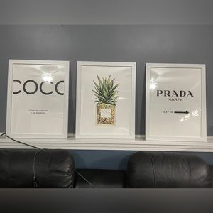 3 Framed Prints.  Size 20”x 26”.